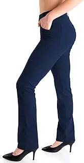 [Yogipace] Belt Loops,Women's Petite/Regular/Tall Straight Leg Yoga Dress Pants