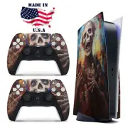 PS5 Disc Version Console & Controller Vinyl Skin Decal Wrap Horror Skeleton