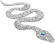 Angoily Rhinestone and Sequin Snake Shaped Patch Bling Applique for Jeans Bags and Clothing Stylish DIY Decoration for Chinese Year Silver