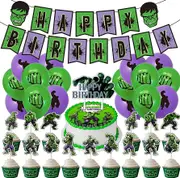 Avengers Hulk Party Set - Banner Cake Toppers Balloons - Kids Children Super Hero Birthday Decoration