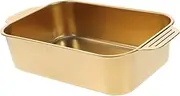 Stainless Steel Grill Pan Bread Baking Pan Bread Loaf Pan Cake Tray Cake Oven Pans Metal Dinner Plates Steam Table Pan Serving Tray for Kitchen Convenient Serving Plate Party Tray (Color : Golden, S