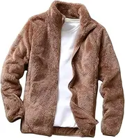 [SWEPER] Men'S Fleece Coat - Zipper Closure Side Pockets Fleece Winter/Autumn Men'S Jacket Double Sided Velvet Stand Collar Warm Cardigan Jacket Outerwear