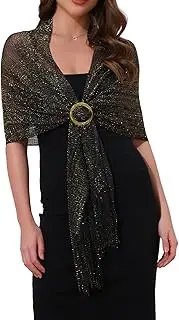 [Elerevyo] Women Shawls and Wraps for Evening Dresses, Bling Sparkly Shiny Shimmer Dressy with Buckle for Wedding Party