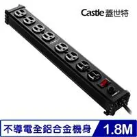 在飛比找良興EcLife購物網優惠-Castle蓋世特 IA8-SB 鋁合金電源突波保護插座 3