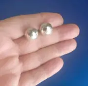 Erick's Sterling Silver 14 mm Size Hammered Beads Earrings Taxco.925