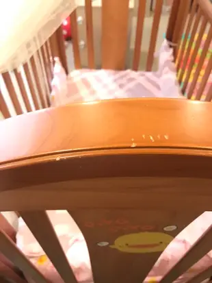 二手黃色小鴨Piyopiyo 豪華松木嬰兒床(含寢具七件組、椰棕嬰兒床墊)