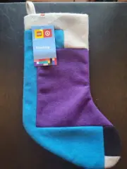 Lego Collection X Target 20" Color Block Felt Christmas Stocking Blue/Purple NWT