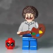 Custom Lego Bob Ross Minifigure (Plus Deadpool Head). Ships Free!