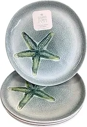 Sigrid Olsen Home Starfish Melamine Dinner Plates, 11x10.5 inches, Set of 4, Coastal Blue Crackle
