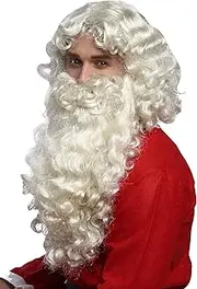 WIG ME UP - 46-A+B-ZA613 Wig and Beard Set Deluxe Santa Claus Santa Claus Ruprecht God Light Blonde