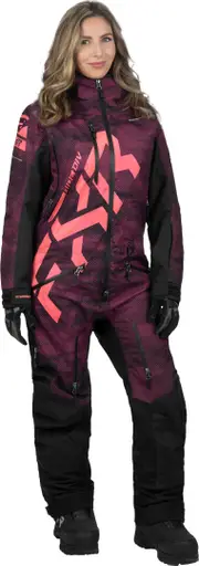 FXR CX Lite Dot Ladies One Piece Snowmobile Suit, red-pink, Size 14 for Women Red Pink