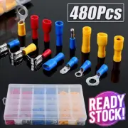 480 PC ASSORTED INSULATED ELECTRICAL WIRE TERMINAL CRIMP CONNECTOR SPADE SET KIT