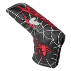 Black Leather Spider Embroidery Golf Blade Putter Head Cover Magnetic Closure