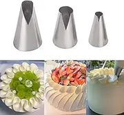 JAYVAR Icing Piping Tip Set - 3 Large V-Shape Stainless Steel Cake Decorating Tips for DIY Cream Rose Flower Piping, Cupcake Pastry & Cake Decorating