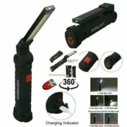 COB LED Folding Hand Torch Inspection Lamp Work Light Rechargeable USB I9O9
