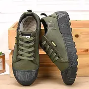 Men's Rugged Canvas Sneakers – Durable Lace-Up Outdoor Casual Shoes with Rubber Sole for Hiking and Work