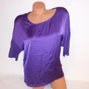 Jaclyn Smith Blouse Small Solid Purple Short Sleeve Bust 19" Length 24" New