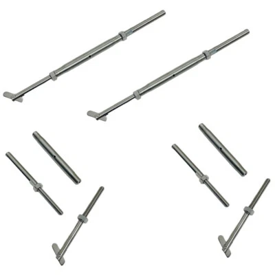 1/4" Threaded Drop Pin 1/8" Cable Hand Swage Stud Turnbuckle Stainless Steel 4PC