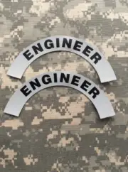 Pair Of 1st Responder/ EMS/ Fire Helmet Crescent Decal: Engineer Silver/Black