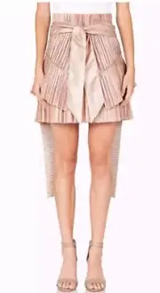 NWT RRP $540 Sass & Bide GIVEN THE CHANCE Rose Gold Pleated Skirt + Belt Size 38