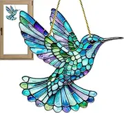 Humdcdy Hummingbird Acrylic Suncatchers - Acrylic Sun Catchers - Acrylic Stained Birds Suncatchers for Wall, Garden, Bedroom Decoration