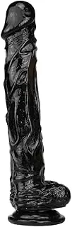 10'' Dildo with Suction Cup- Dong with Balls Fake Penis Adult Sex Female Massage Masturbation Toys(black)
