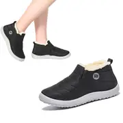 Women Water Resistant Warm Slip-On Shoes with Non-Slip Sole-Black