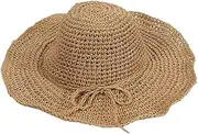 [LAIFEKE] Women's Breathable Straw Bucket Hats Sunbonnet Outdoor Casual Sunhat Beach Cap Foldable Hat