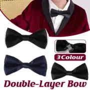 Adjustable Bow Tie Big Bow Tie Glossy Double-layer Kids Fashion Pre-tied Boys