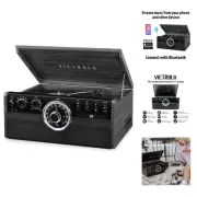 Mid Century 6-in-1 Bluetooth Record Player and Multimedia Center with Built-i...