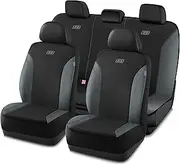 Skechers Slip-ins Car Seat Covers, Work Leather Seat Covers 5-Times Stronger Built-in Webbing, Oxford Fabric Seat Cover Full Sets, Airbag Compatible, Automotive Comfort for Cars, Trucks, SUVs,Grey