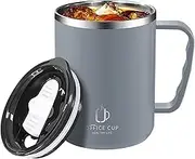 17 oz Stainless Steel Insulated Coffee Mugs Cup, 500ml Travel Mug Cup, Hot and Cold Travel Mug with Lid, Spill Proof Coffee Mug, Portable Tea Cup, Coffee Mug for Tea, Hot Drink, Cold Drink (grey)