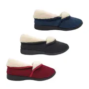 Grosby Catherine Ladies Slippers Slip on Fluffy Lined Soft Cord Upper