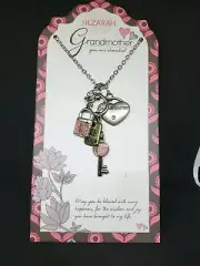 NEW JILZARAH Clay Beads GRANDMOTHER Pendant Necklace KEY LOCK HEART HUGS CHARM