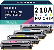 SANUNE 218A (No Chip) Toner Cartridge Replacement for HP 218A 218X W2180A W2180X Ink for HP Color Laser Jet Pro 3201dw MFP 3301cdw 3301fdw 3301sdw Printer Toner (4 Pack)