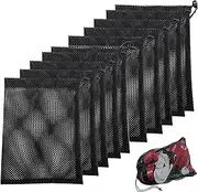 Mesh Drawstring Bag 10pcs, Nylon Drawstring Mesh Bag 7.88 "x11.82" for Carrying or Organizing Gym Equipment, Clothing, Household Goods and Travel Items, Black