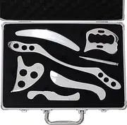 AnTiexi Muscle Scraper Stainless Steel Gua Sha Scraping Massage Tool Set IASTM Tool Set(7pcs) Great Soft Tissue Mobilization Tool Physical Therapy(Carry case)