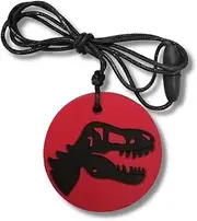 Jellystone Designs Dino Pendant, Chew Necklace, Red/Black (DPR), Teething, Sensory, Toys