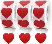 Vuzvuv 1500 Labels Red Heart Stickers 1 inch Heart Coding Shape Paper Labels for Wedding Anniversaries Invitation Envelopes Cute Decals for Water Bottle Packaging(3 Pcs/500 Per Roll)