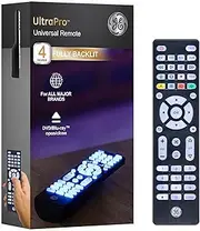 GE Backlit Universal Remote Control for Samsung, Vizio, LG, Sony, Sharp, Roku, Apple TV, RCA, Panasonic, Smart TV, Streaming Players, Blu-Ray, DVD, Simple Setup, 4-Device, Black, 48843 Brushed Black