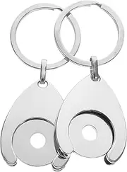 [Angoily] 2Pcs Metal Trolley Token Key Ring Lightweight Shopping Cart Token Keychain Ornament for Keys Bags Everyday Use Resistant Design