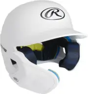 Rawlings White Mach Batting Helmet w/Adj Face Grd -SR Left Hand Batter New