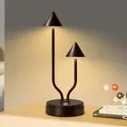 LED Table Lamp with 2-Light, Rechargeable Battery Operated Desk Lamp, 3-Way Dimm