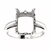 Sterling Silver Emerald Cut Solitaire Ring Setting - Scroll Style Ring Mounting