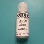 Golden Iridescent Silver Fine Fluid Acrylic Paint 1 Fl Oz 30 ml NEW SEALED