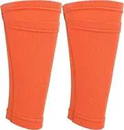 Soccer Shin Guard Socks Double Layer Shin Pad Sleeves Orange for Football Training