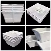 4pc Tommy Bahama White Melamine Bowl Set Square Hobnail Edge Indoor Outdoor NEW