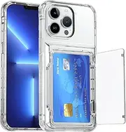 for iPhone 13 Pro Max Case with Card Holder (Store 4 Cards) Clear Wallet Case Anti-Yellow Anti-Scratch Heavy Duty Protective Shockproof Hidden Card Slot Phone Case for iPhone 13 Pro Max,Clear