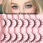 7 Pairs Curled Soft False Eyelashes Natural Dense Long Wispy Makeup Lashes Full