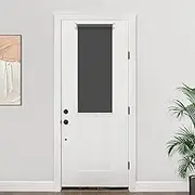 LazBlinds 100% Blackout Blinds, No Drill Cordless Roll Up French Door Shades, Thermal Insulated Light Blocking for Front Patio Sidelight Glass, 14'' W x 40'' L, Black, 1Pcs